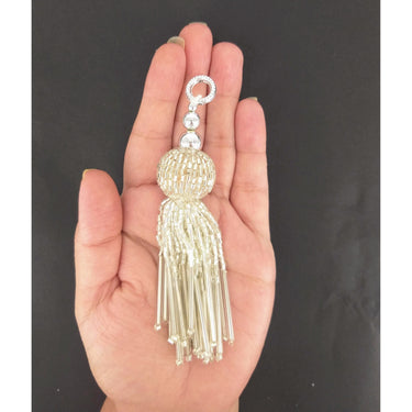 Silver Bead Tassels Latkan, Indian Latkans, Silver Beaded Danglers